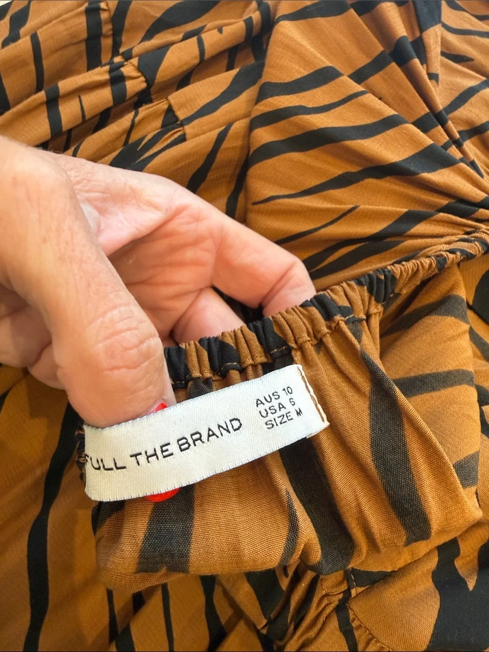 NWOT Faithfull the Brand Corvina Brown and Black Tiger Stripe midi Dress - Picture 10 of 10